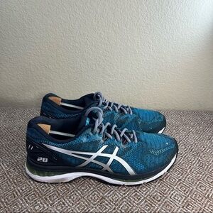 Asics GEL-Nimbus 20 Black Blue Silver Running Shoes Men's 10.5 Outdoor Casual